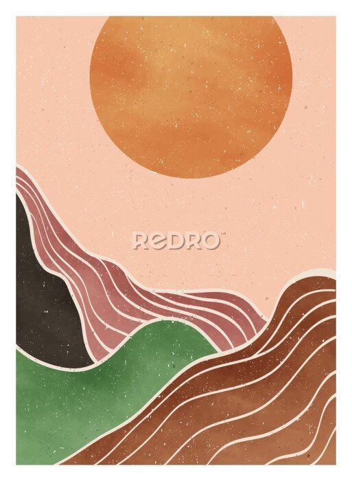 Poster Aufgehende Sonne Boho-Landschaft