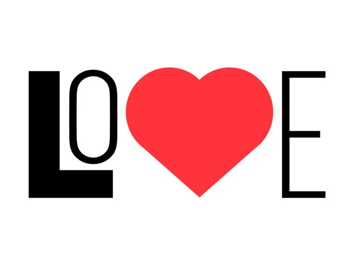 Poster Aufschrift Liebe mit Herzgrafik