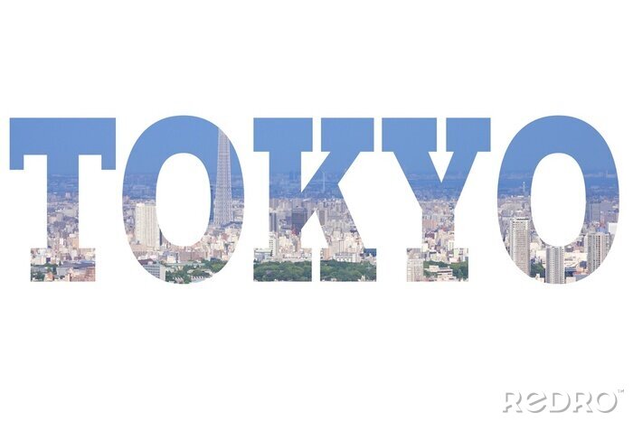 Poster Aufschrift Tokio mit Stadtpanorama