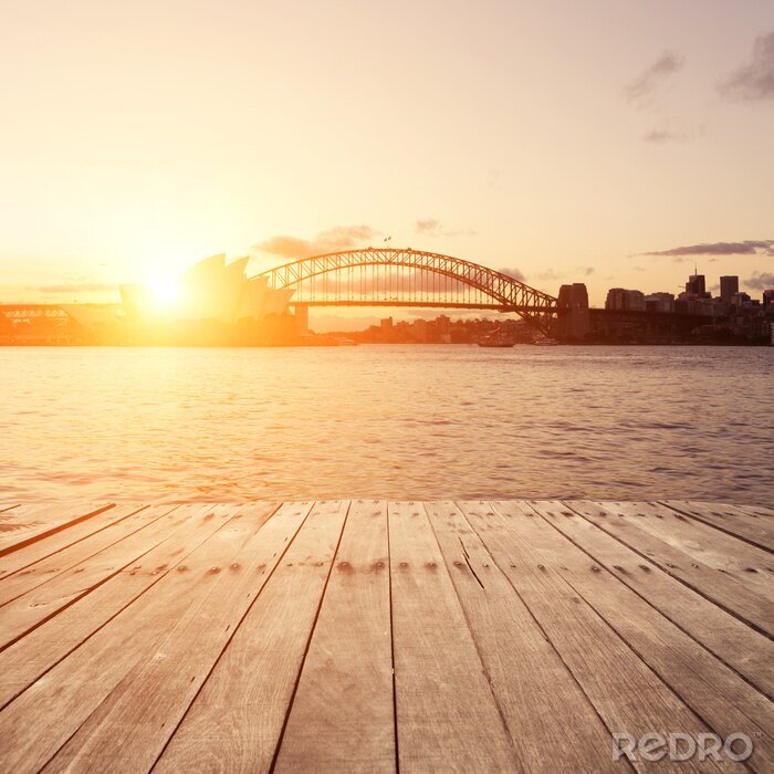Poster Australien die Brücke in Sydney im Hintergrund der Sonne