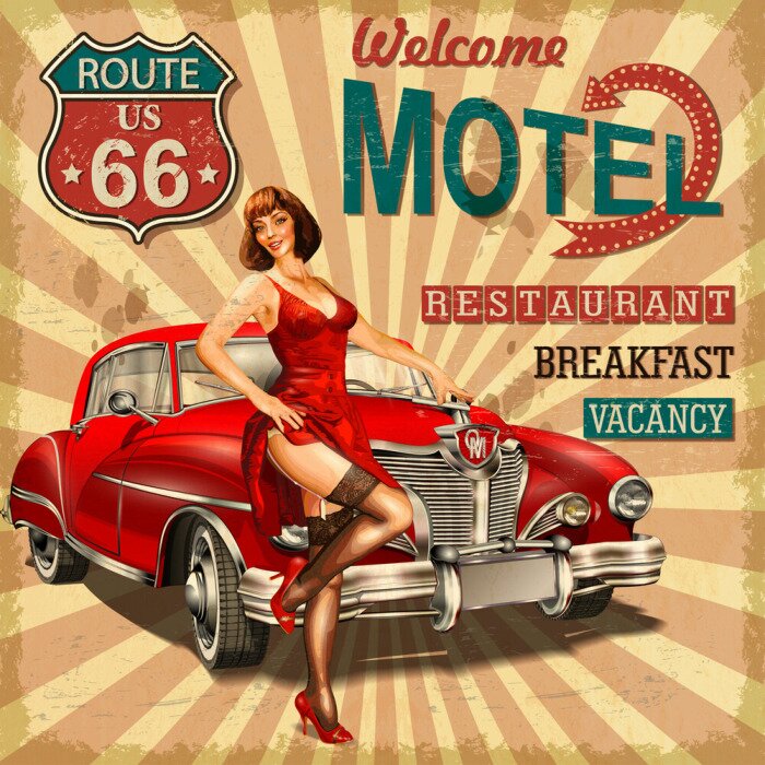 Poster Auto Motiv alt und Frauen