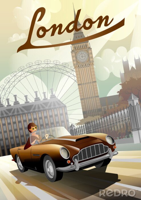Poster Auto Motiv auf den Straßen von London