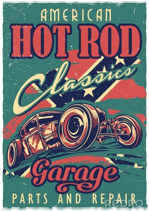 Poster Auto-Motiv im Vintage-Stil