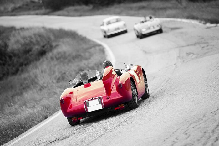 Poster Autos Retro auf der Straße