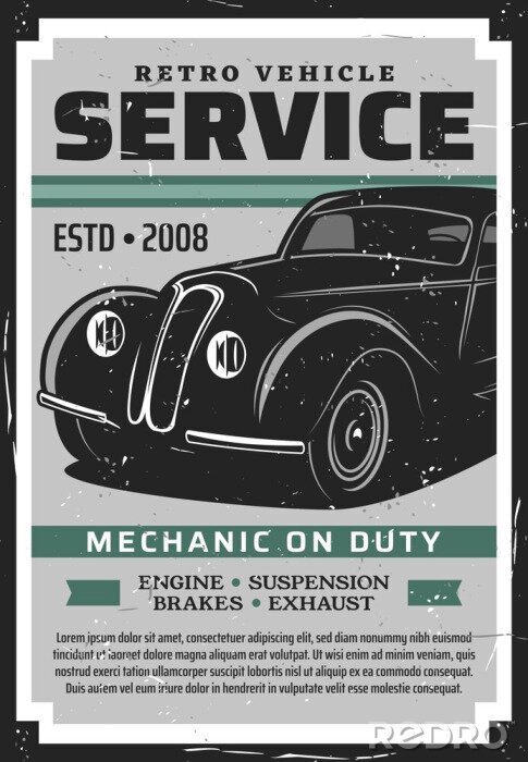 Poster Autoservice im Vintage-Stil