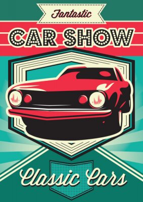 Poster Autoshow-Anzeige im Retro-Stil