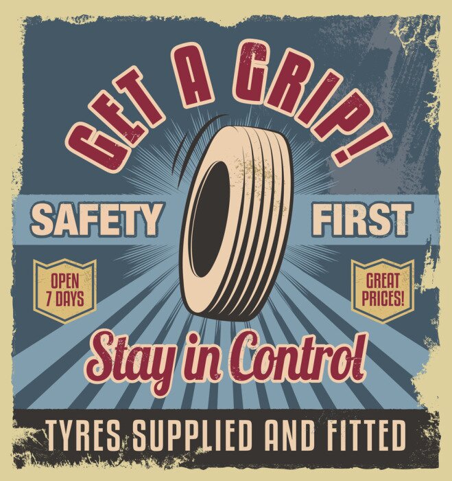 Poster Autowerbung im Vintage-Stil