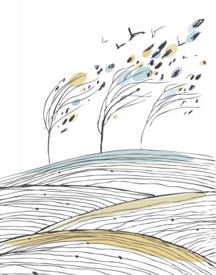 Bäume auf Feldillustration