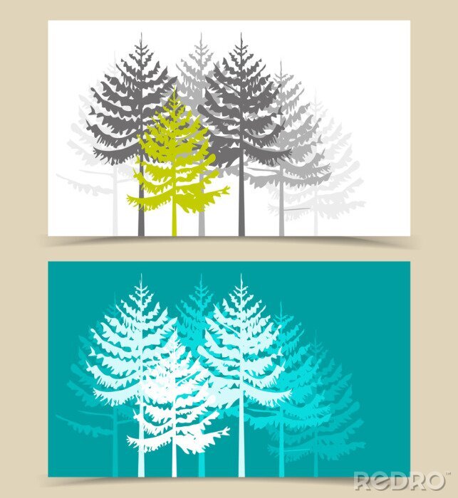 Poster Bäume im grafischen Stil