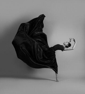 Poster Ballerina in a flying black dress