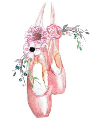 Poster Ballerinaschuhe mit Blumen