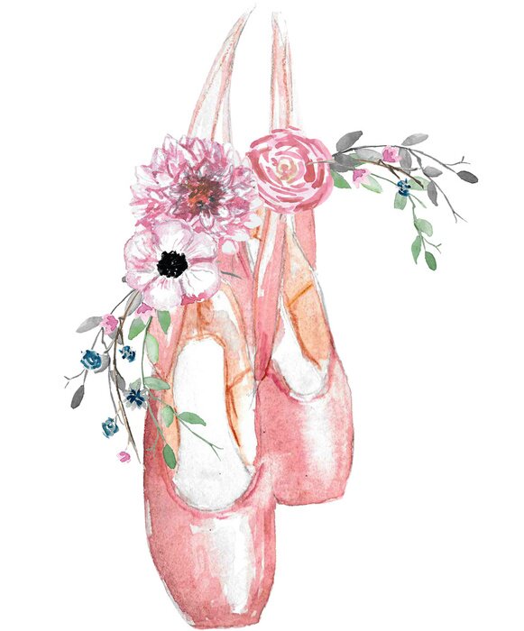Poster Ballerinaschuhe mit Blumen