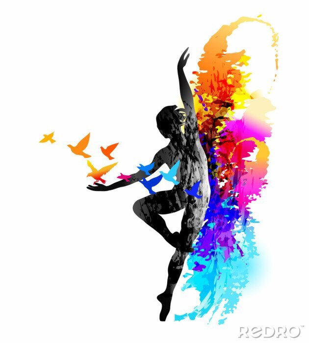 Poster Ballet dancer, aerobics, gymnastics . Colorful vector illustration 