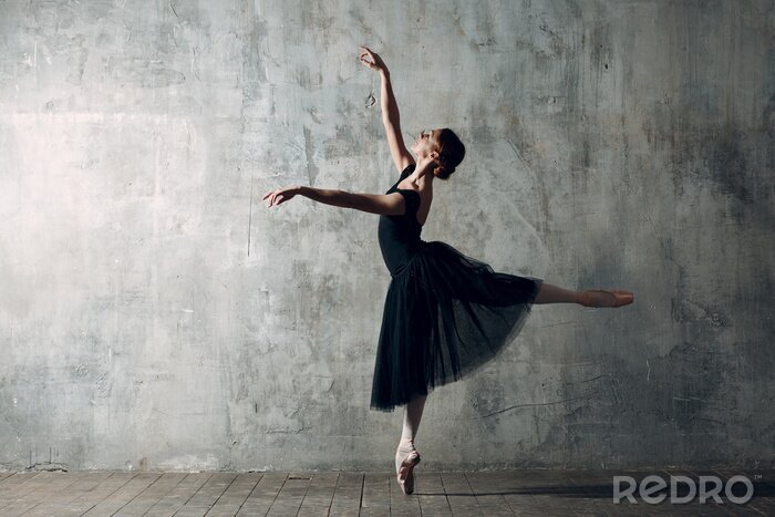 Poster Ballett Tänzerin Ballerina in schwarzem Kleid
