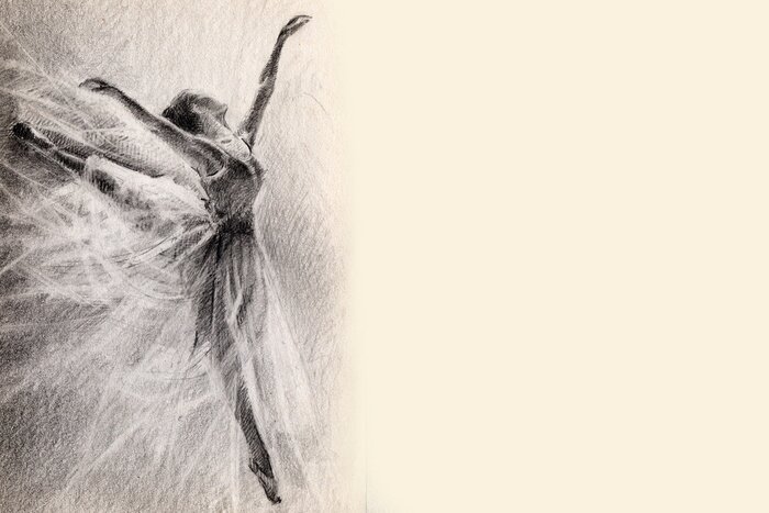 Poster Ballett Tänzerin skizzierte Ballerina