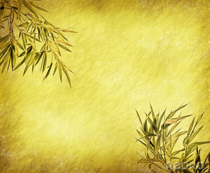 Poster Bambus auf einem gealterten gelben Hintergrund