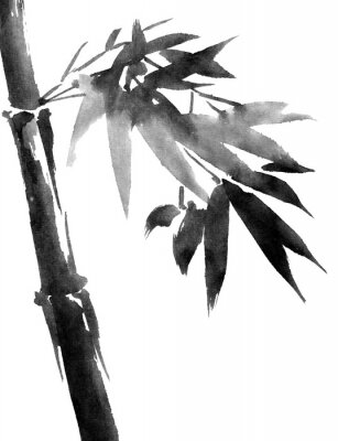 Poster Bambus schwarz gemalt