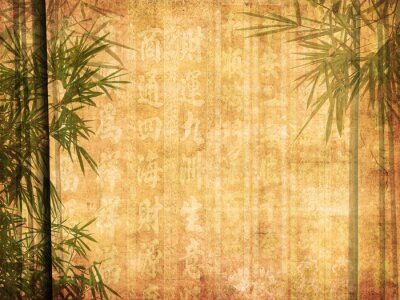 Bambusblätter am Papierhintergrund
