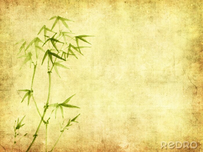 Poster Bambusblätter auf gealtertem Hintergrund