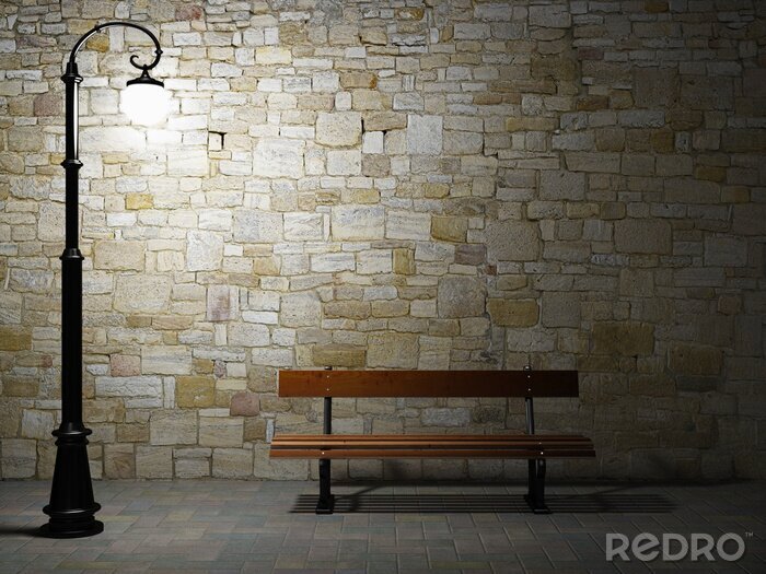 Poster Bank bei Steinmauer