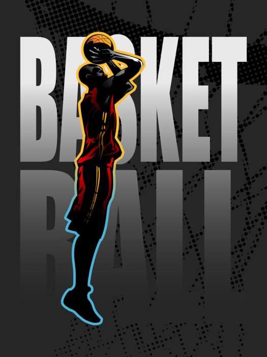 Poster Basketball-Ball in den Händen vom Basketballspieler Grafik