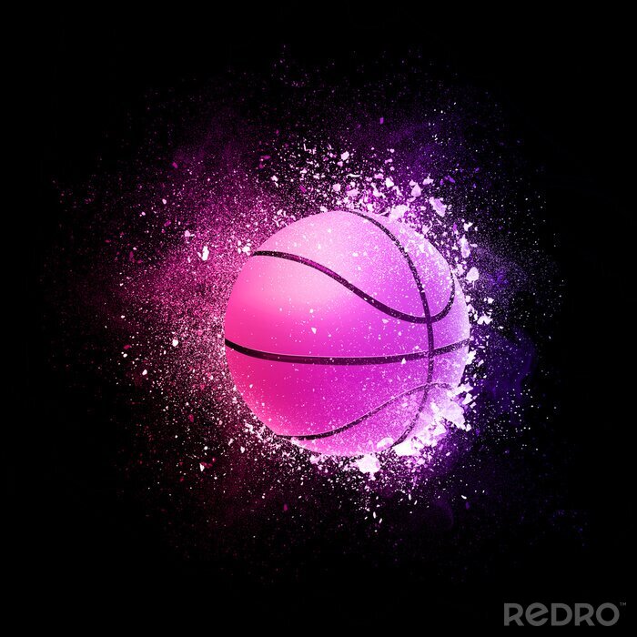 Poster Basketball Ball in rosa Farbton