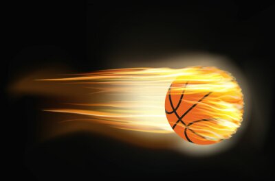 Poster Basketball Ball mit Flamme Schwanz