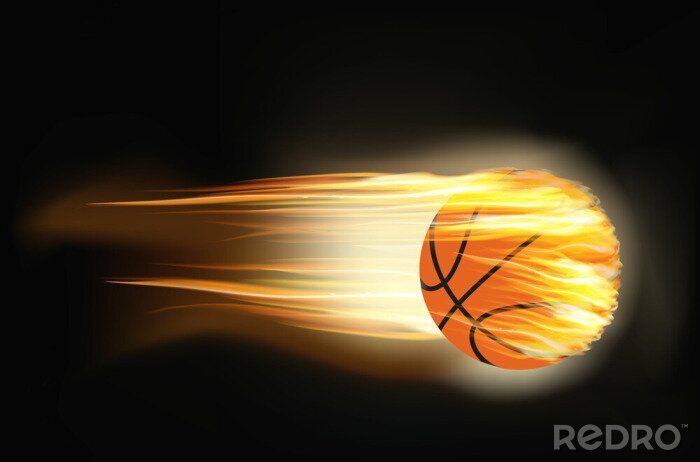 Poster Basketball Ball mit Flamme Schwanz