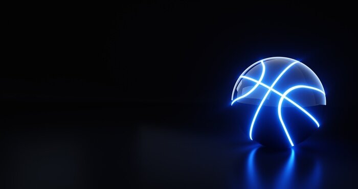 Poster Basketball Ball mit Neon-Linien