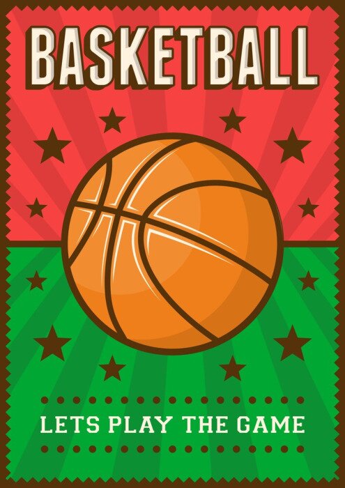 Poster Basketball-Fußball-Sport-Retro Pop-Art-Plakat-Beschilderung