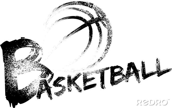 Poster Basketball geriebener Schriftzug