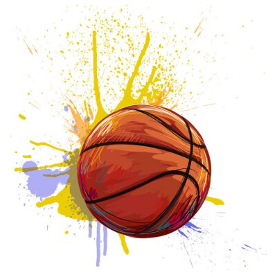 Sticker Basketball Gestaltet von professionellen Künstler. Diese Darstellung wird von Wacom tabletby mit Grunge Texturen und Pinsel erstellt
