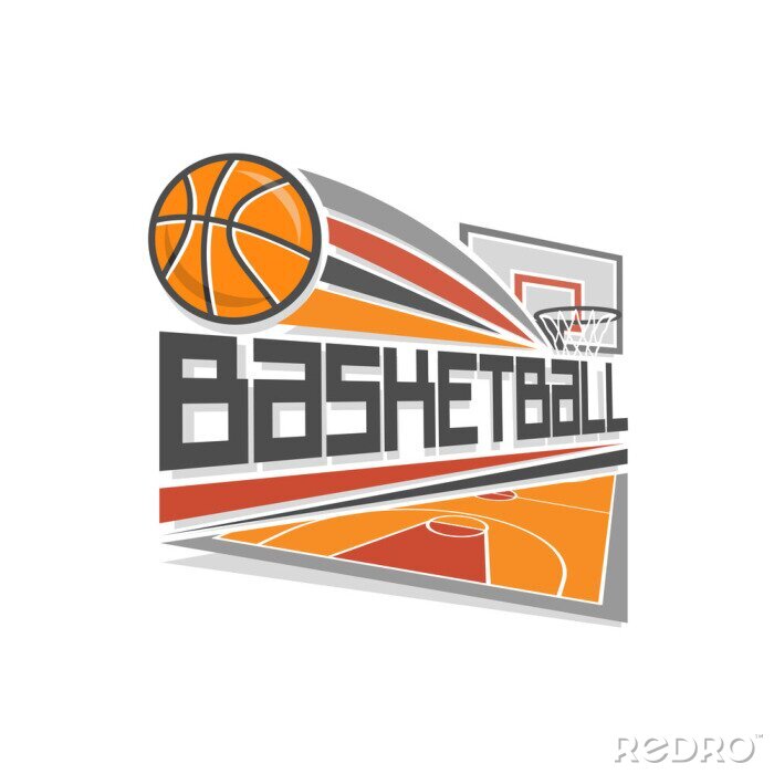 Poster Basketball-Grafik in grauen und orangefarbenen Farben