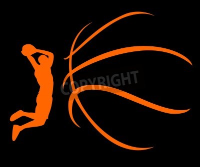 Poster Basketball schwarz-orange Grafik