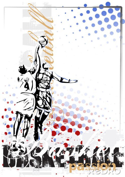 Poster Basketball-Turnier Ball-Kampf Skizze