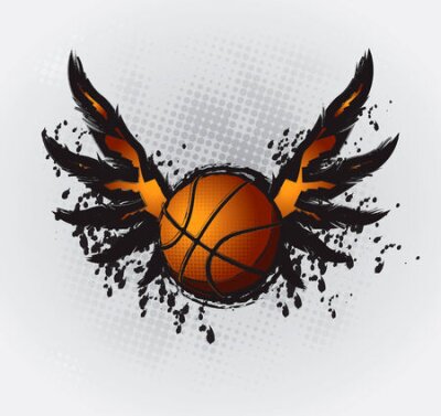 Poster Basketball- und Flügelgrafik