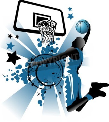 Poster Basketballmotiv in den Farben Schwarz und Blau