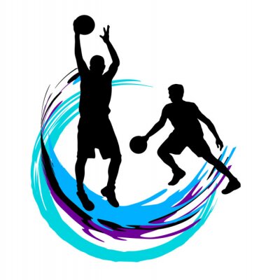 Poster Basketballmotiv Spieler bei einem Sprung zum Korb