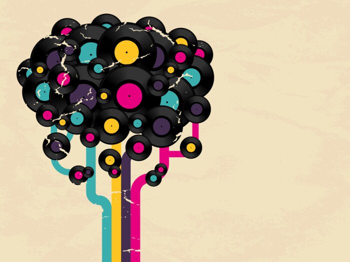 Poster Baum aus Vinyl-Platten