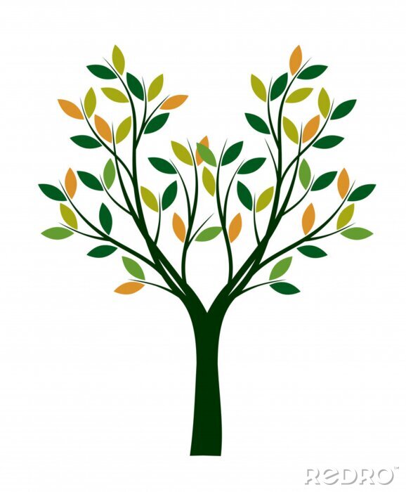 Poster Baum mit bunten Blättern minimalistische Illustration