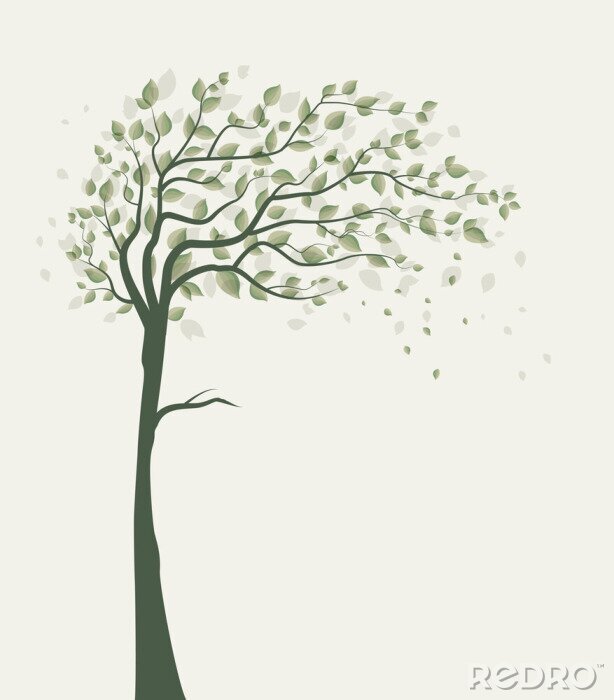 Poster Baum verliert seine Blätter im Wind