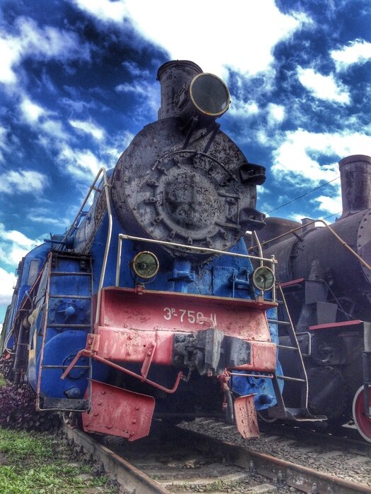 Poster Beeindruckender Zug im Retro-Stil