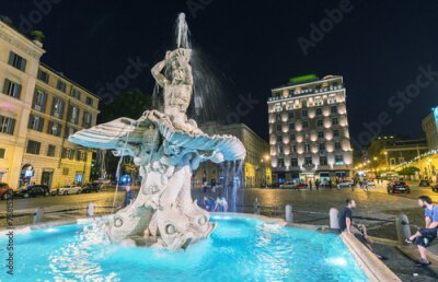 Poster Beleuchteter Brunnen in Rom bei Nacht