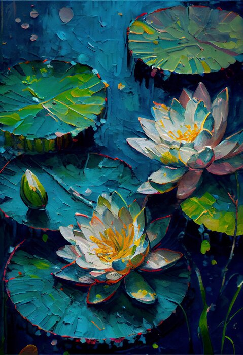 Poster Bemalte Seerosen