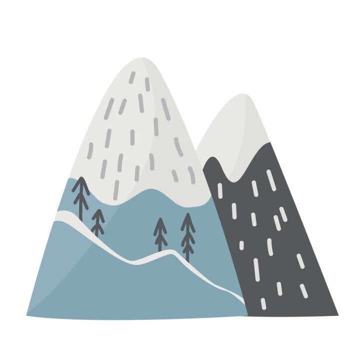 Poster Berge im skandinavischen Stil auf weißem Hintergrund