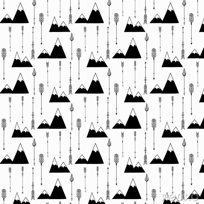 Poster Berge und indische Symbole