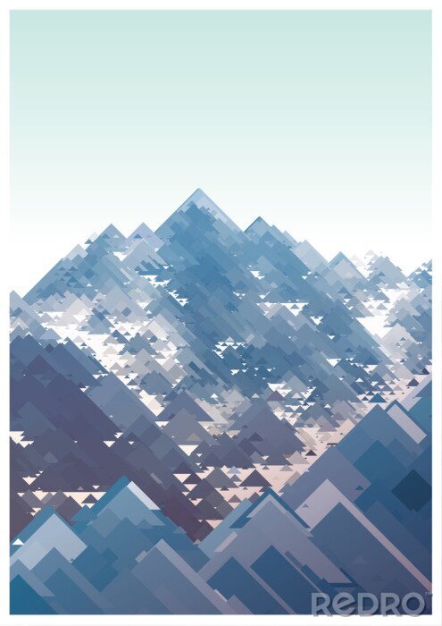 Poster Berge, Vektor geometrische Darstellung, bestehend aus Dreiecken