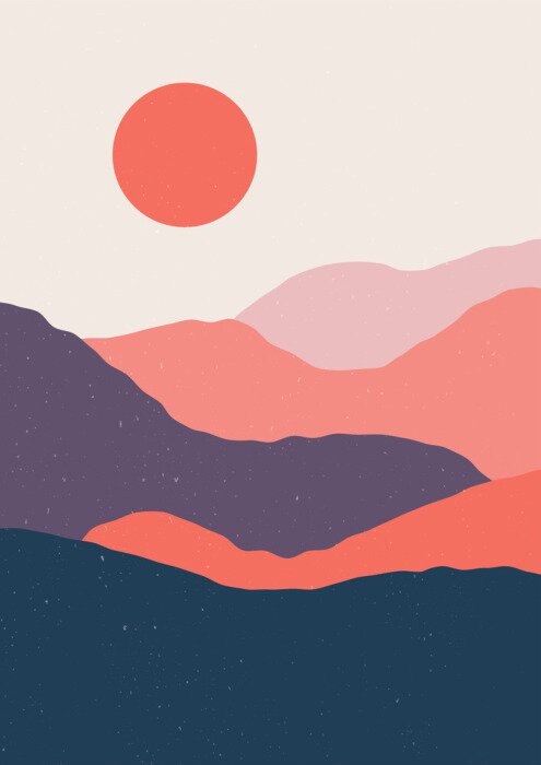 Poster Berglandschaft in abstraktem Stil