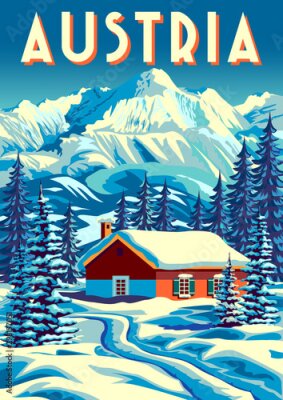 Poster Bergpanorama in der österreichischen Stadt