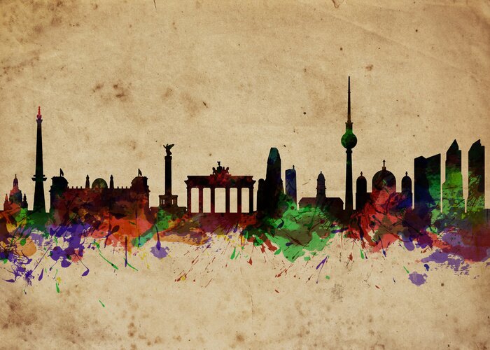 Poster Berlin mit Farbe bemalt